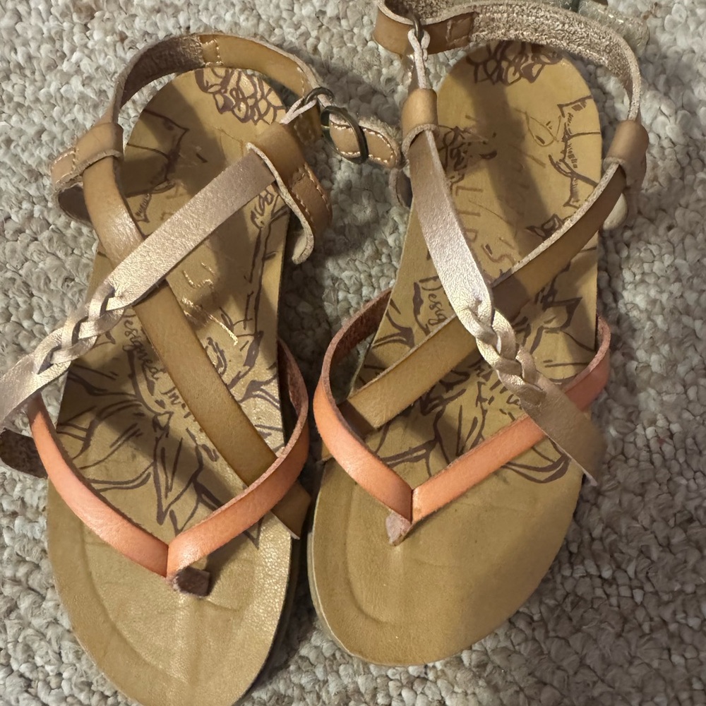 Blowfish Tan and Peach Kids Sandals